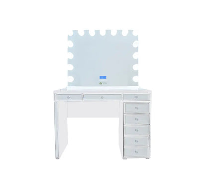 Kelly Hollywood Makeup Vanity Station - White - Crown Vanity 