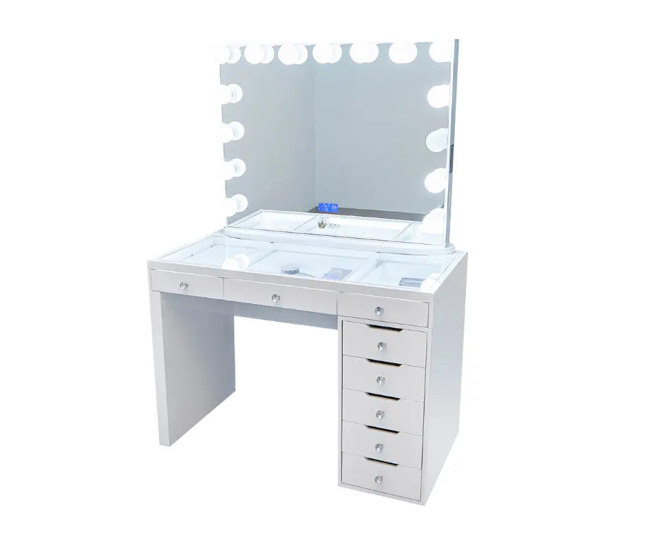 Lily Hollywood Makeup Vanity Station - White - Crown Vanity 