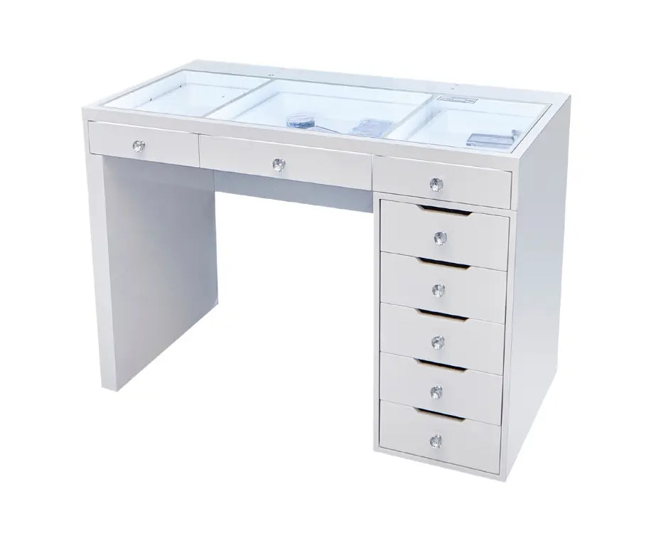 Lily Hollywood Makeup Vanity Table - White - Crown Vanity 