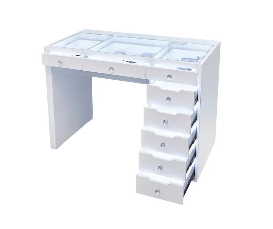 Lily Hollywood Makeup Vanity Table - White - Crown Vanity 