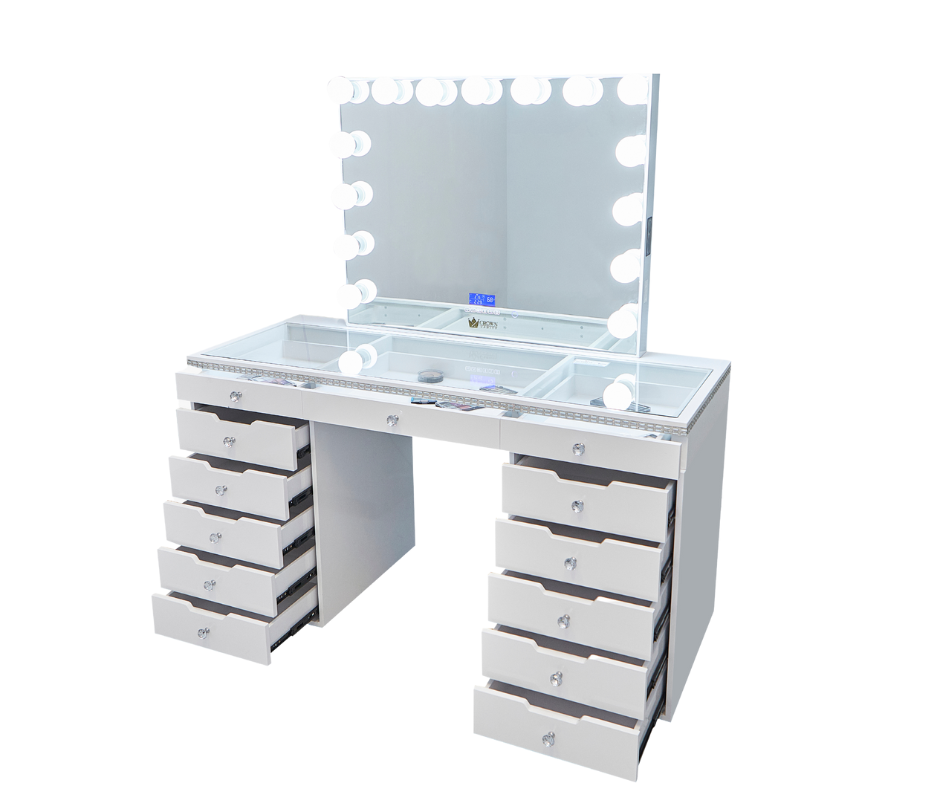 Marilyn Hollywood Makeup Vanity Station White Crystal CrownVanity