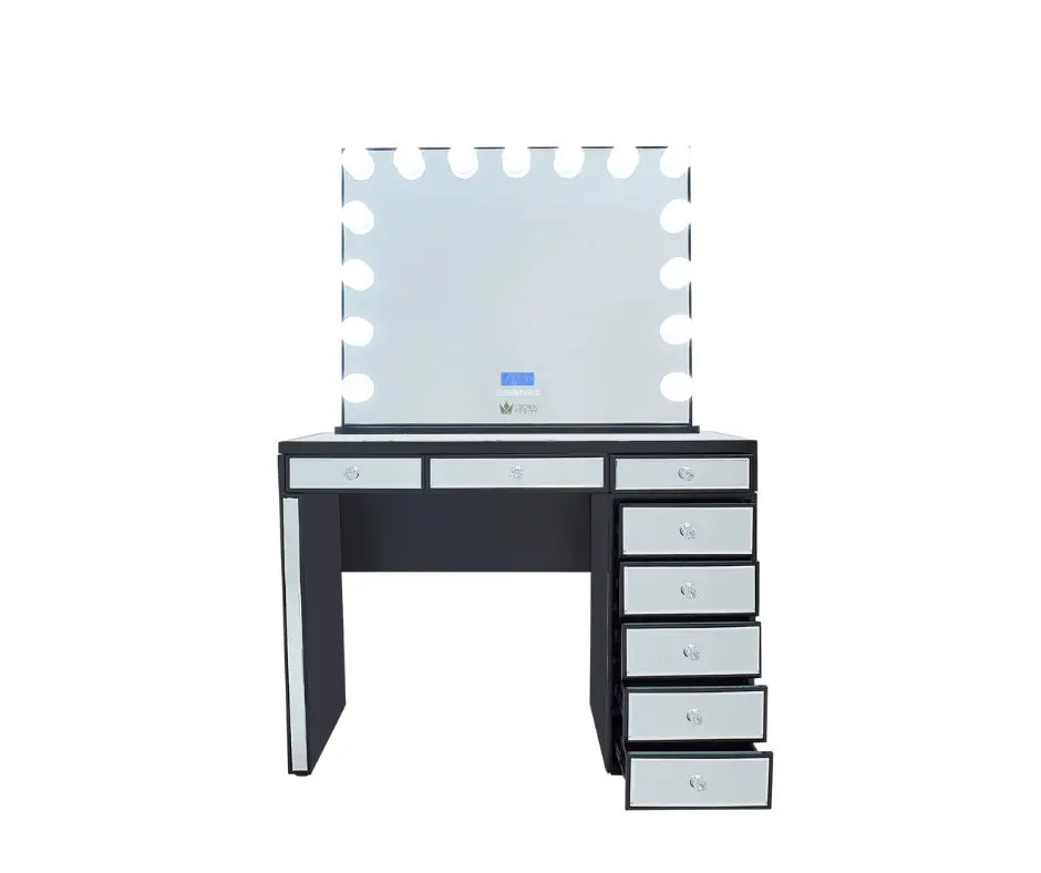 Olivia Hollywood Makeup Vanity Station - Black - Crown Vanity 