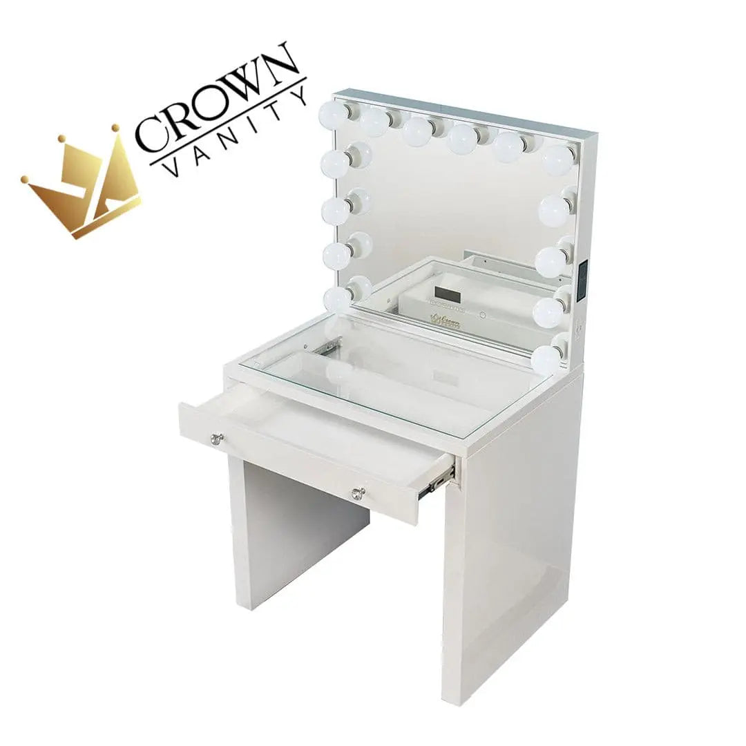 Selma Hollywood Makeup Vanity Station Mini - White - Crown Vanity 