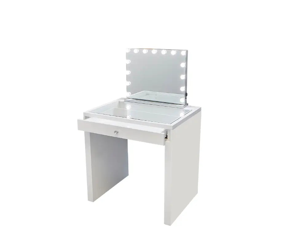 Selma Hollywood Makeup Vanity Station Mini - White - Crown Vanity 