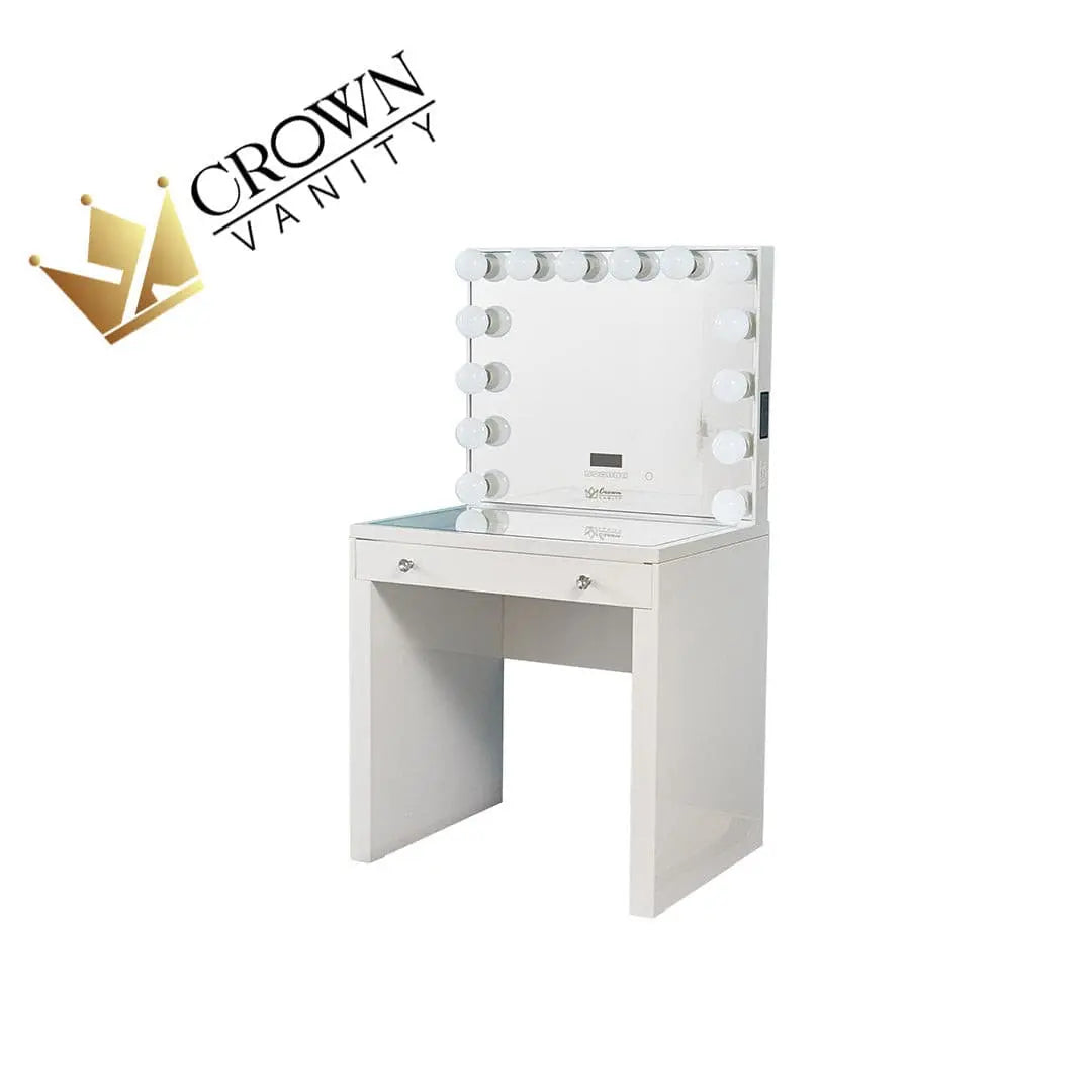 Selma Hollywood Makeup Vanity Station Mini - White - Crown Vanity 