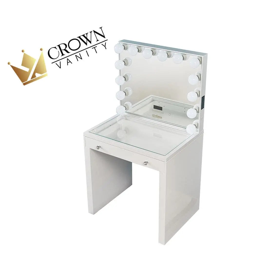 Selma Hollywood Makeup Vanity Station Mini - White - Crown Vanity 