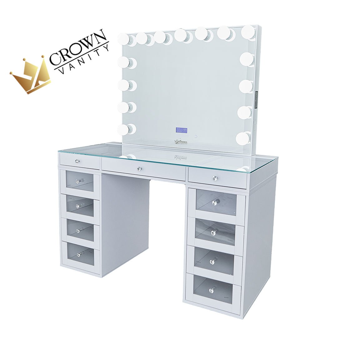 Slaystation 2.0 Hollywood Makeup Vanity Clear Drawers CrownVanity