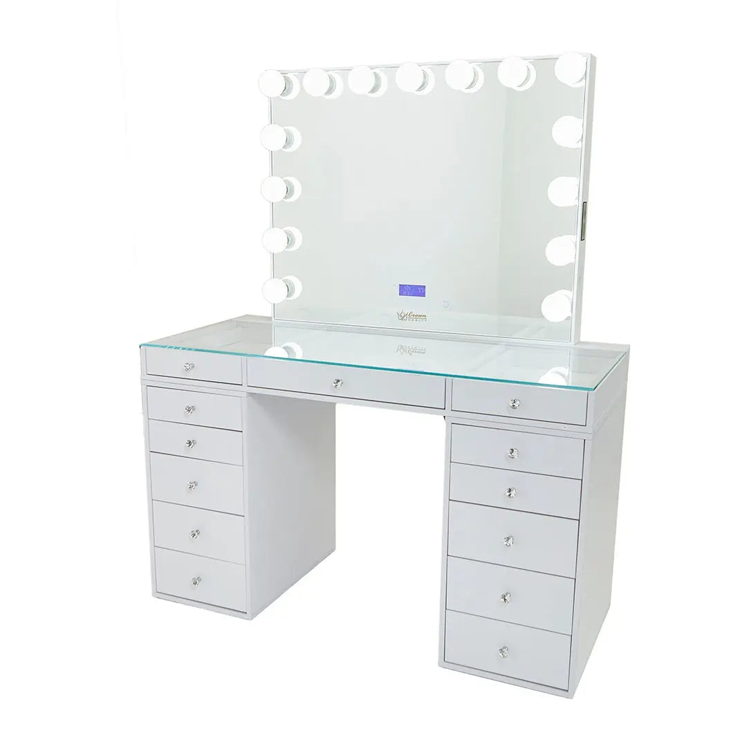 Slaystation 2.0 Hollywood Makeup Vanity - White - Crown Vanity 