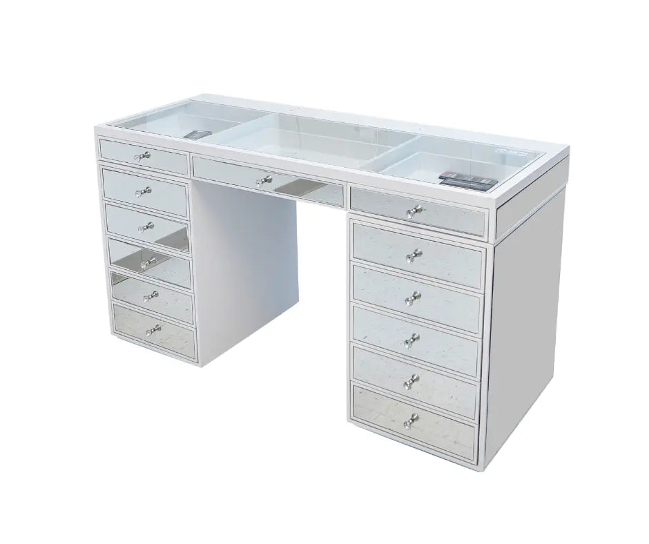 Sofia Mirrored Table Vanity - White - Crown Vanity 