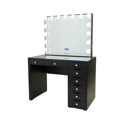 Vera Hollywood Makeup Vanity Station - Black - Crown Vanity 